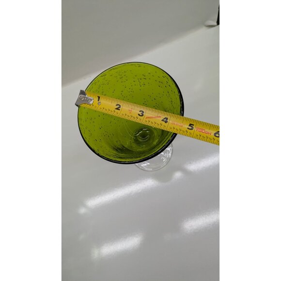 Artland Green Bubble Glass Wine Water Goblet Clear Sturdy Base - Picture 9 of 14